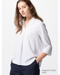 Uniqlo - Viskose Bluse (Skipperkragen, 3/4 Arm, Gestreift) - Lyst