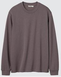 Uniqlo - Airism Cotton Crew Neck T-Shirt (Striped, Long Sleeve) - Lyst