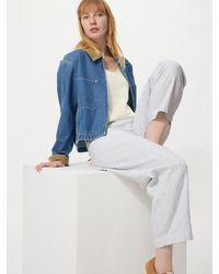 Uniqlo - Linen Cotton Tapered Trousers (Striped) - Lyst