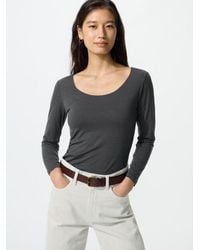 Uniqlo - Heattech Scoop Neck T-Shirt (Long Sleeve) - Lyst