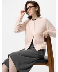 Uniqlo - 100% Cashmere Crew Neck Cardigan - Lyst