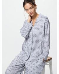 Uniqlo - Satin Pyjamas (Long Sleeve, Geometric) - Lyst