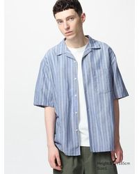 Uniqlo - Camicia Misto Lino Maniche Corte A Righe - Lyst