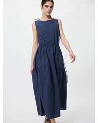 Uniqlo - Linen Blend Tiered Dress (Sleeveless, Striped) - Lyst