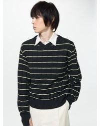 Uniqlo - 3D Knit Seamless V Neck Jumper (Striped) - Lyst