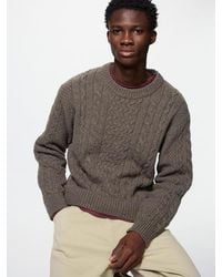 Uniqlo - Low Gauge Cable Knit Crew Neck Jumper - Lyst