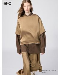 Uniqlo - Satin Oversized Short Blouse (Half Sleeve) - Lyst