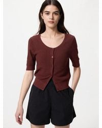 Uniqlo - Sheer Lace Crew Neck Cardigan (Short Sleeve) - Lyst
