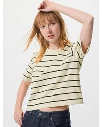 Uniqlo - Washed Cotton Boxy T-Shirt (Striped) - Lyst
