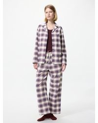 Uniqlo - Flannel Pyjamas (Checked, Long Sleeve) - Lyst