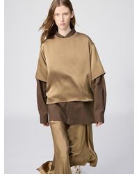 Uniqlo - Satin Oversized Short Blouse (Half Sleeve) - Lyst