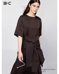Uniqlo - Satin Oversized Short Blouse (Half Sleeve) - Lyst