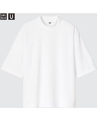 Uniqlo - U oversized airism baumwolle halbarm t-shirt mit stehkragen - Lyst