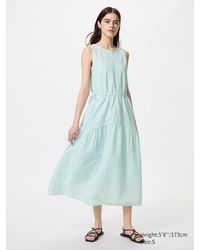 Uniqlo - Linen Blend Tiered Dress (Sleeveless) - Lyst