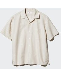 Uniqlo - Camicia Cotone Misto Lino A Righe Colletto Aperto Maniche Corte - Lyst