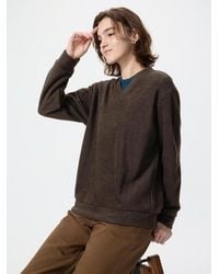 Uniqlo - Ribbed Knit Fleece V Neck T-Shirt - Lyst
