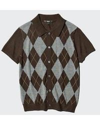 Uniqlo - Merino Blend Polo Cardigan (Argyle, Short Sleeve) - Lyst