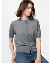 Uniqlo - Merino Silk Blend Crew Neck Cardigan (Short Sleeve) - Lyst