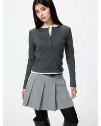 Uniqlo - Ribbed Henley Neck Long Sleeve T-Shirt - Lyst