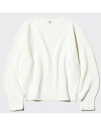Uniqlo - 3D Knit Seamless Cotton Crew Neck Volume Sleeve Jumper - Lyst