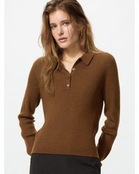 Uniqlo - 3D Knit Seamless Merino Blend Ribbed Polo Jumper - Lyst