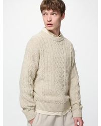 Uniqlo - Low Gauge Cable Knit Crew Neck Jumper - Lyst