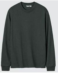 Uniqlo - Airism Cotton Crew Neck T-Shirt (Striped, Long Sleeve) - Lyst