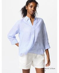 Uniqlo - 100 Premium Leinen Hemd (Skipperkragen, Gestreift, 3/4-Arm) - Lyst