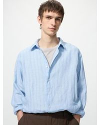 Uniqlo - 100% Premium Linnen Overhemd (Gestreept) - Lyst