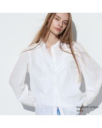 Uniqlo - Baumwolle langarm bluse mit stickerei - Lyst