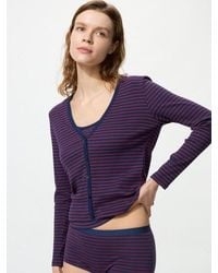 Uniqlo - Ribbed V Neck Cardigan (Striped) - Lyst