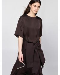 Uniqlo - Satin Oversized Short Blouse (Half Sleeve) - Lyst