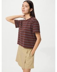 Uniqlo - Washed Cotton Boxy T-Shirt (Striped) - Lyst