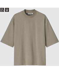 Uniqlo - U oversized airism baumwolle halbarm t-shirt mit stehkragen - Lyst