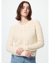 Uniqlo - 100% Cashmere Pointelle Crew Neck Cardigan - Lyst