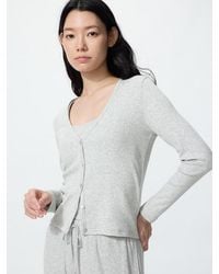 Uniqlo - Ribbed V Neck Cardigan - Lyst