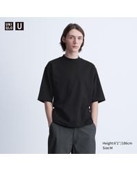 Uniqlo - Oversized airism baumwolle halbarm t-shirt mit stehkragen - Lyst