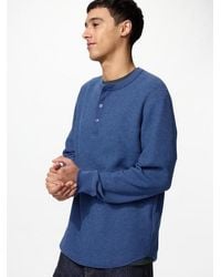 Uniqlo - Waffle Henley Neck T-Shirt (Long Sleeve) - Lyst