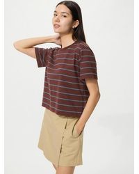Uniqlo - Washed Cotton Boxy T-Shirt (Striped) - Lyst