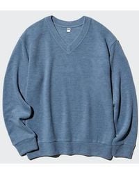 Uniqlo - Ribbed Knit Fleece V Neck T-Shirt - Lyst