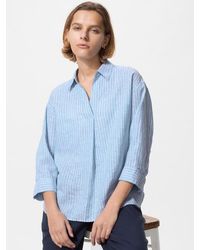 Uniqlo - 100% Premium Linen Skipper Collar Shirt (3/4 Sleeve, Striped) - Lyst