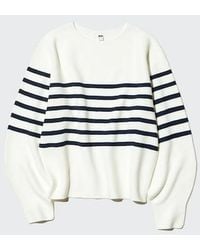 Uniqlo - 3D Knit Seamless Cotton Crew Neck Volume Sleeve Jumper (Striped) - Lyst