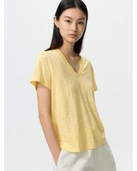 Uniqlo - 100% Linen V Neck T-Shirt - Lyst