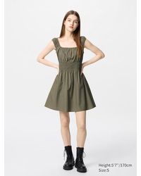 Uniqlo - Vestito Corto Arricciato Cotone - Lyst