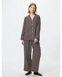 Uniqlo - Satin Pyjamas (Printed, Long Sleeve) - Lyst