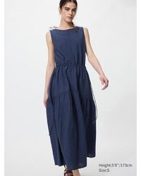 Uniqlo Fit And Flare Dress (Sleeveless) in Blue | Lyst UK