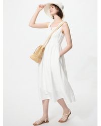 Uniqlo - Linen Blend Shirring Dress (Sleeveless) - Lyst