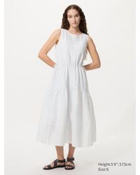 Uniqlo - Linen Blend Tiered Dress (Sleeveless, Striped) - Lyst