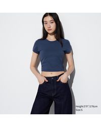 Uniqlo - Polyester cropped ultra stretch airism t-shirt - Lyst