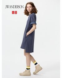 Uniqlo - Oversized T-Shirt Dress (Short Sleeve, Colour Block) - Lyst